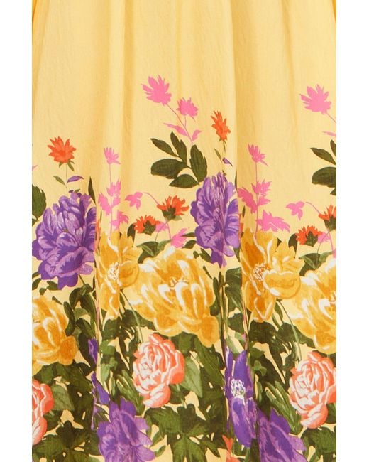 Yumi' Metallic Floral Mirror Print Viscose Midi Dress