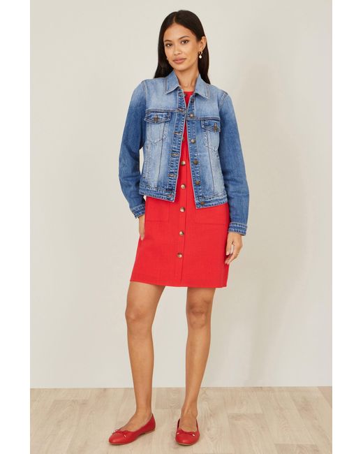 Yumi' Blue Stretch Washed Denim Jacket