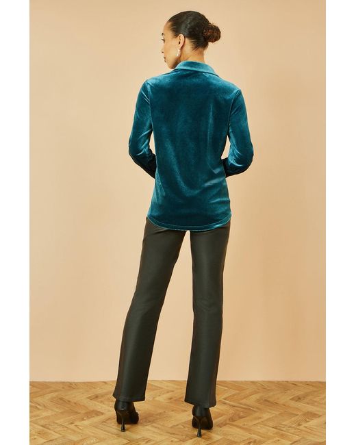 Yumi' Blue Velvet Relaxed Fit Shirt