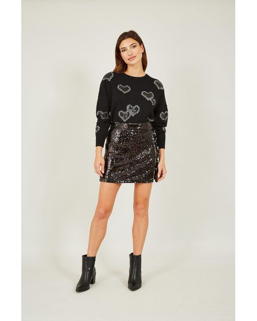 Mela Black Sequin Mini Skirt