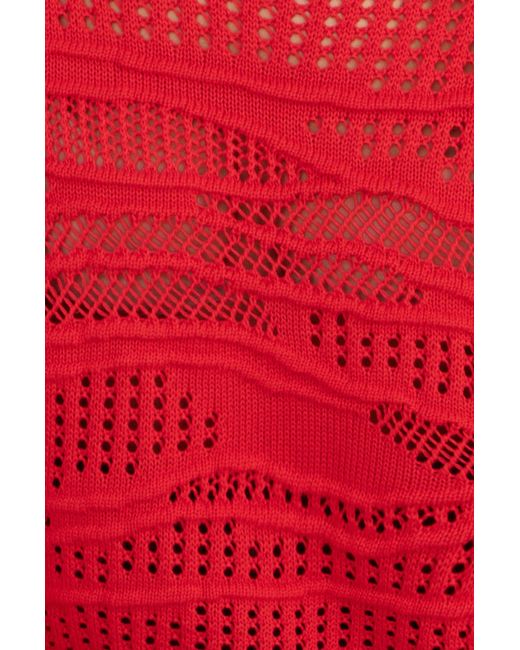Yumi' Red Wave Pointelle Knitted Jumper