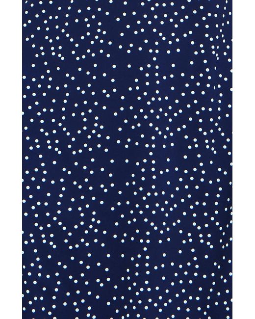 Yumi' Blue Spot Print Lace Trim Skater Dress