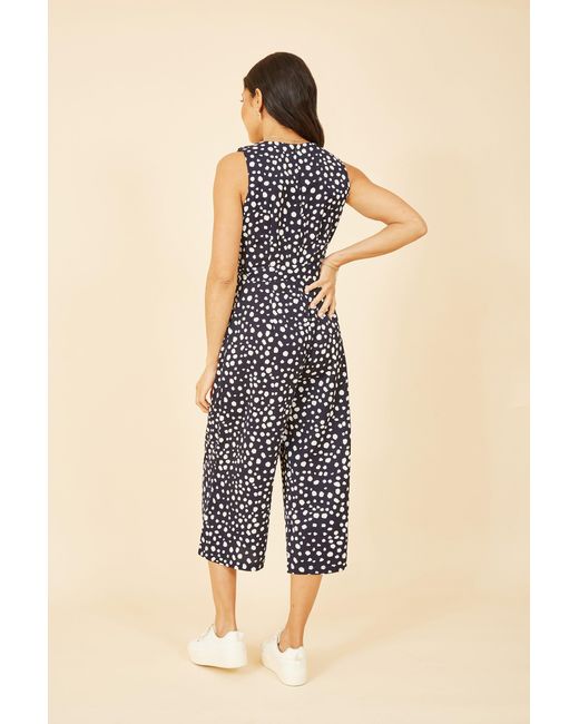 Mela Blue Blotch Print Culotte Jumpsuit
