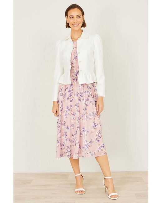 Yumi' White Peplum Fitted Jacket