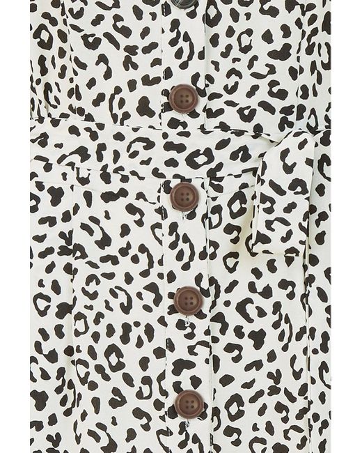 Yumi' White Animal Print Button Up Sundress