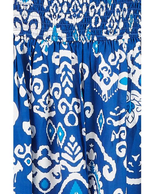 Yumi' Blue Ikat Print Midi Sun Dress