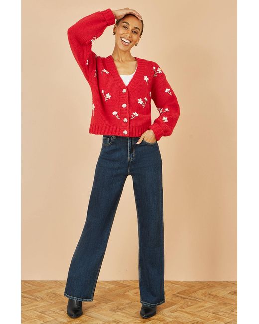 Yumi' Hand Embroidered Chunky Knitted Cardigan