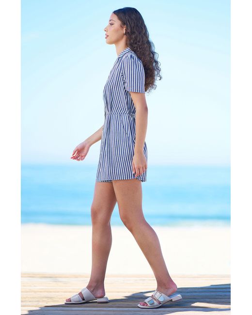 Yumi' Blue Stripe Retro Playsuit