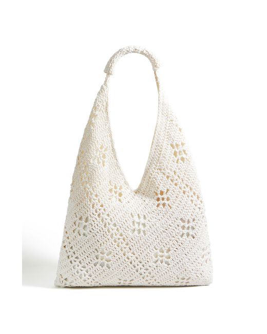 Yumi' White Crochet Hand Bag