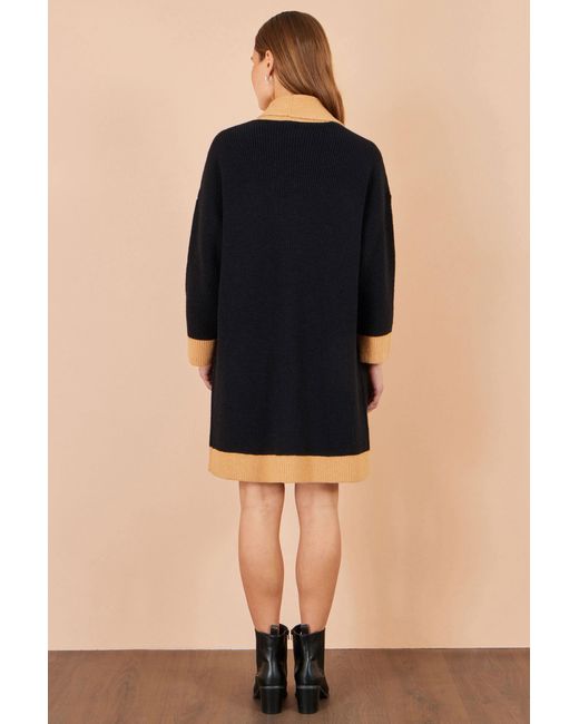 Yumi' Black Open Cardigan With Contrast Border