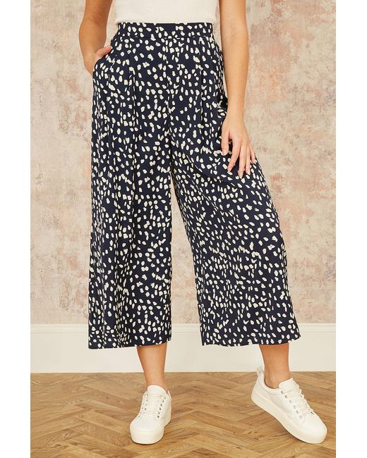 Yumi' Blue Dash Print Culottes