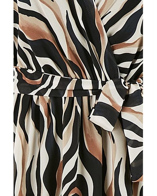 Yumi' Natural Animal Swirl Midi Wrap Dress