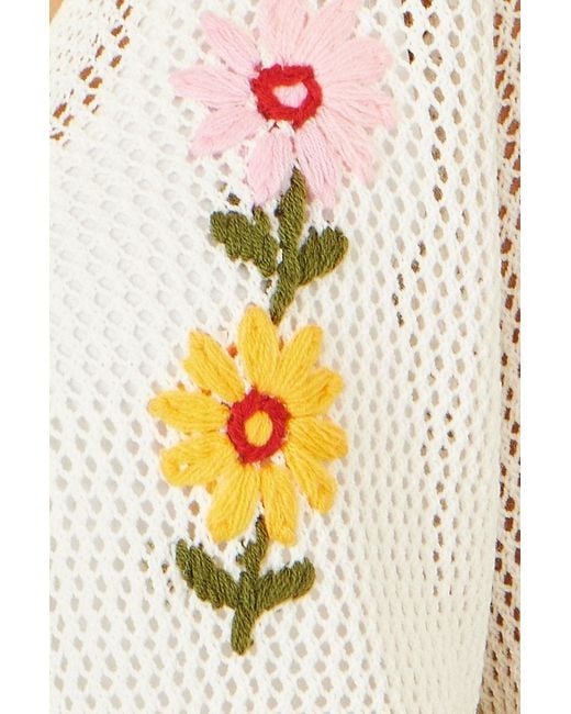 Yumi' White Crochet Embroidered Flower Bolero