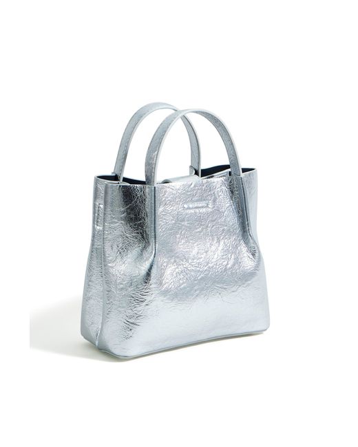 Yumi' Blue Metallic Small Tote Bag