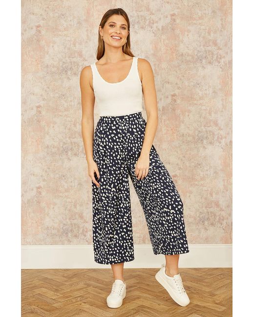 Yumi' Blue Dash Print Culottes