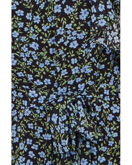 Yumi' Blue Ditsy Print Floral Skater Dress