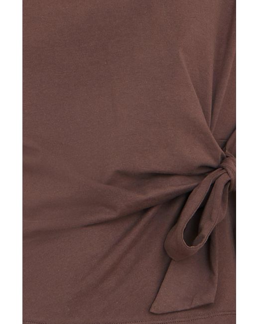 Yumi' Brown Cotton Jersey Top With Knot Detail