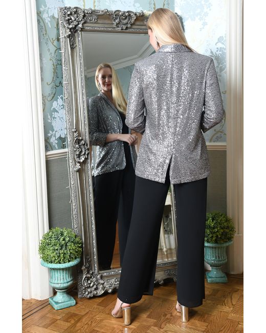 Yumi' Gray Sequin Blazer With Pockets