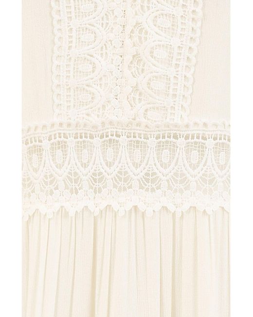 Yumi' Natural Lace Trim Cotton Midi Sun Dress