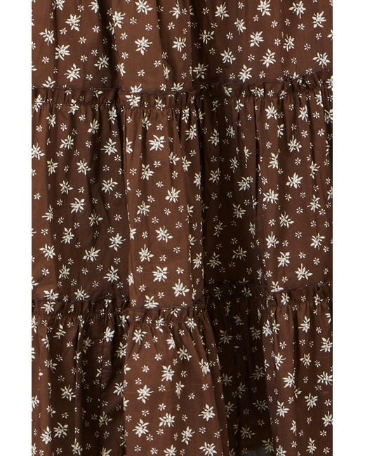 Yumi' Brown Daisy Print Maxi Skirt