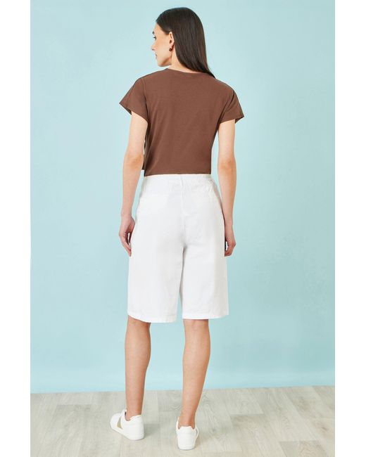 Yumi' White Cotton Bermuda Shorts