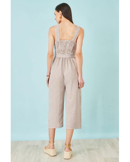 Yumi' Blue Stripe Strappy Jumpsuit