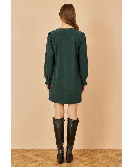 Yumi' Green Cord Tunic With Ruched Sleeve