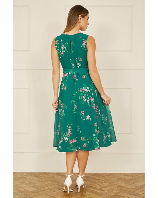 Yumi' Green Daisy Print Skater Dress