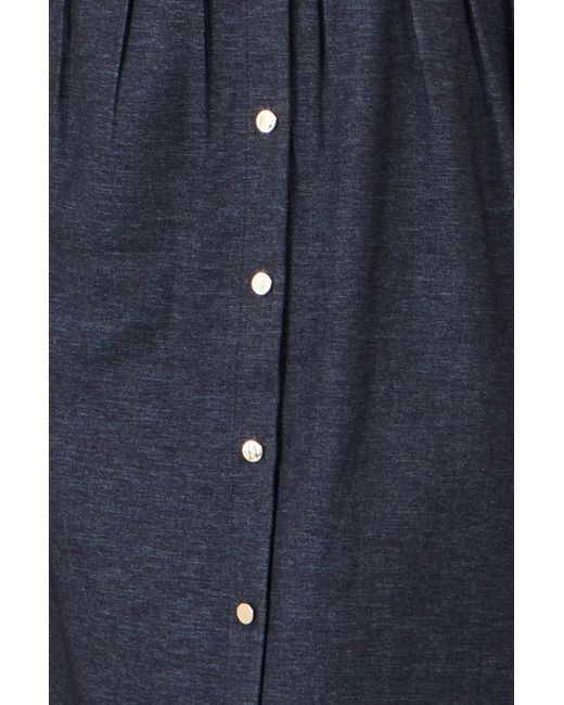 Yumi' Blue Stretch Midi Shirt Dress