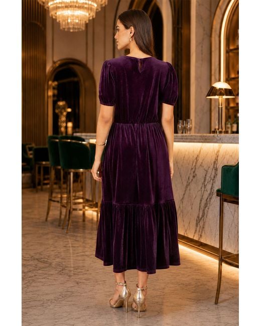 Yumi' Purple Velvet Midi Dress