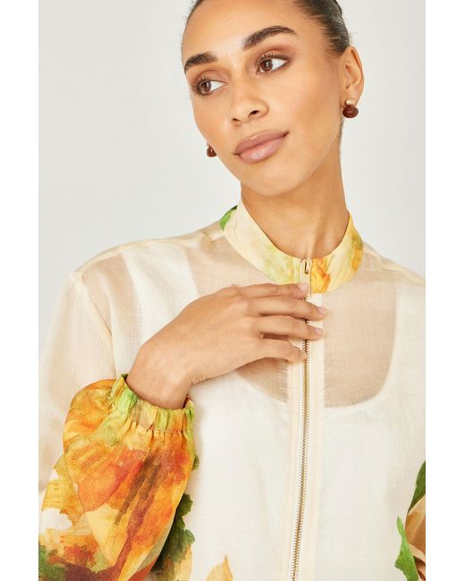 Yumi' Natural Printed Lightweight Modal Bomber Jacket