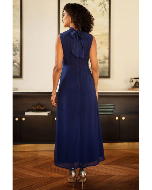 Yumi' Black Flower Halter Neck Maxi Dress