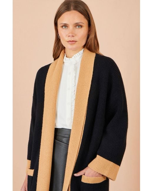 Yumi' Black Open Cardigan With Contrast Border