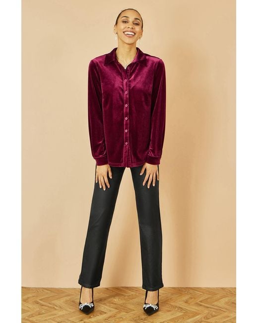Yumi' Purple Velvet Relaxed Fit Shirt
