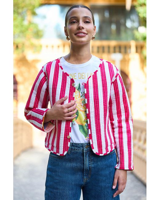 Yumi' Multicolor Multicolour Checked Cropped Reversible Cotton Quilted Jacket