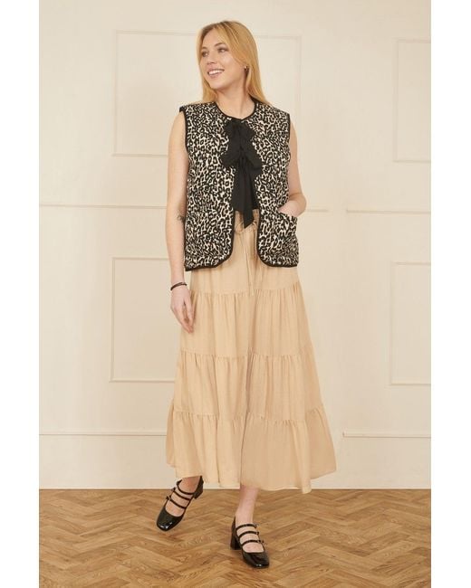 Yumi' Black Leopard Print Waistcoat With Bow Ties