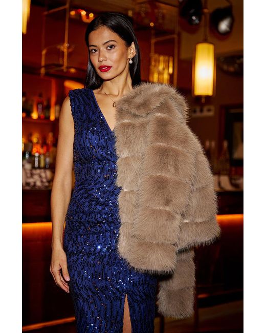 Yumi' Blue Luxe Faur Fur Coat