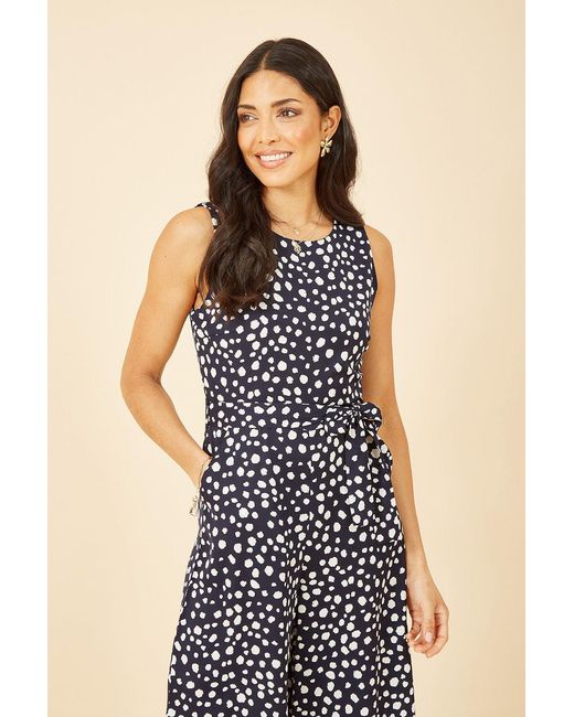 Mela Blue Blotch Print Culotte Jumpsuit