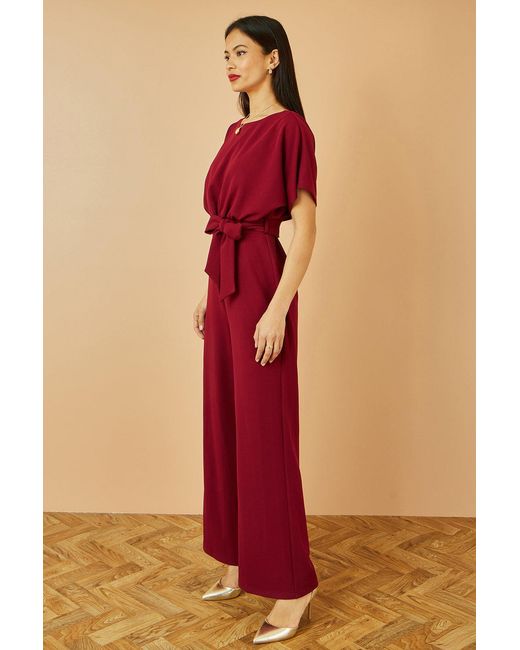 Yumi' Red Batwing Stretch Jumpsuit