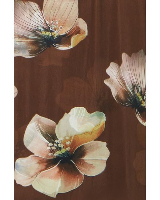 Yumi' Natural Mesh Floral Midi Dress