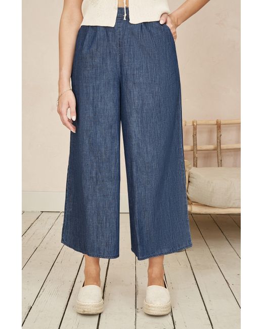 Yumi' Blue Chambray Denim Culottes