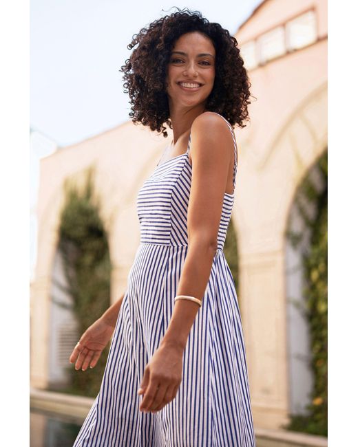 Yumi' Black Stripe Cotton Sun Dress With Ruched Back