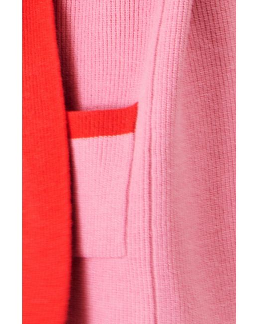 Yumi' Red Contrast Knitted Cardigan