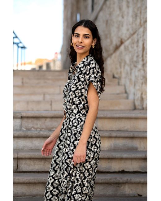 Yumi' Brown Viscose Midi Shirt Dress With Matching Belt