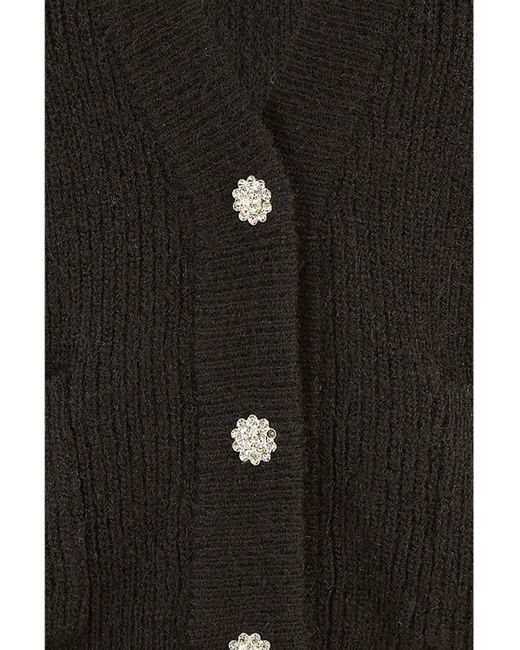 Yumi' Black Daisy Button Knitted Relaxed Fit Cardigan