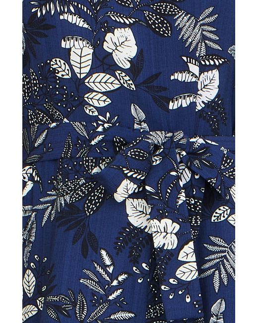 Yumi' Blue Leaf Culotte Jumpsuit