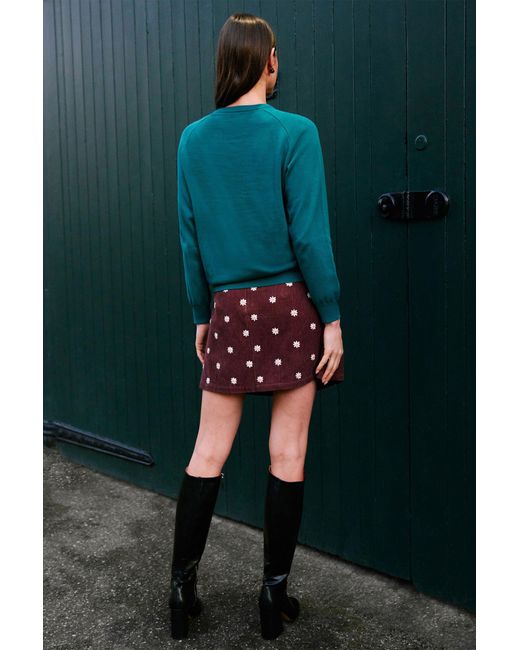 Yumi' Blue Dalmatian Intarsia Relaxed Jumper