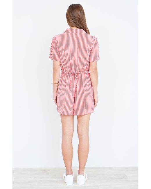 Yumi' Pink Stripe Retro Playsuit