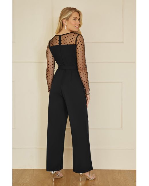 Yumi' Orange Spot Mesh Stretch Jumpsuit
