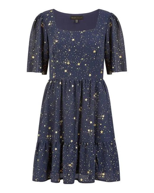 Yumi' Blue Star Print Skater Dress